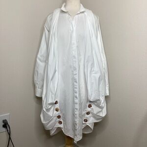 ACLER Shirt Dress Avant Garde White Cotton Oversized Sz 4